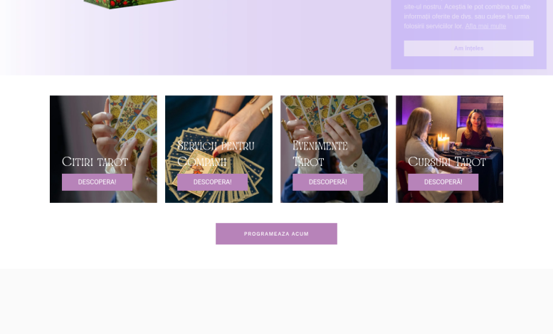 Captură din site-ul Taroots.ro, proiect din portofoliul SEO Club
