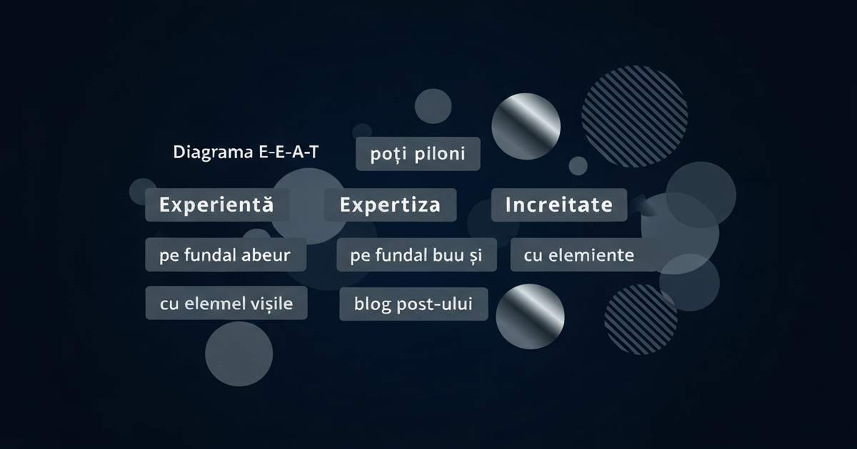 E-E-A-T SEO: diagrama celor patru piloni de autoritate si incredere pentru site-uri romanesti