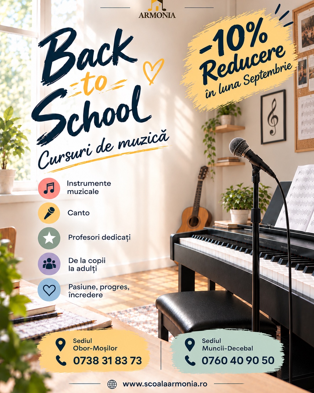 Scoala Armonia – reclama Back to School difuzata pe Facebook si Instagram
